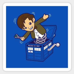 Cute Time Travelling Doctor Jack In The Box Sticker